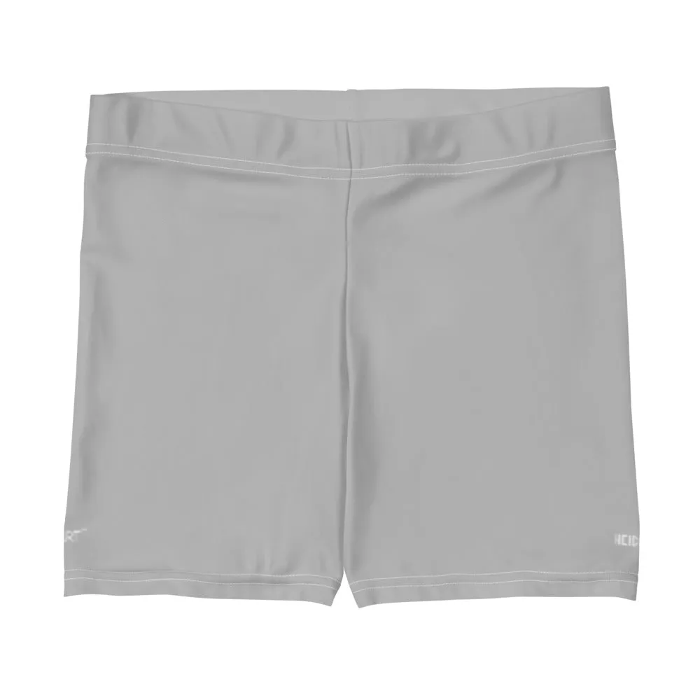 Light Grey Women's Shorts, White Gray Solid Color Modern Minimalist Short Tights-Made in USA/EU