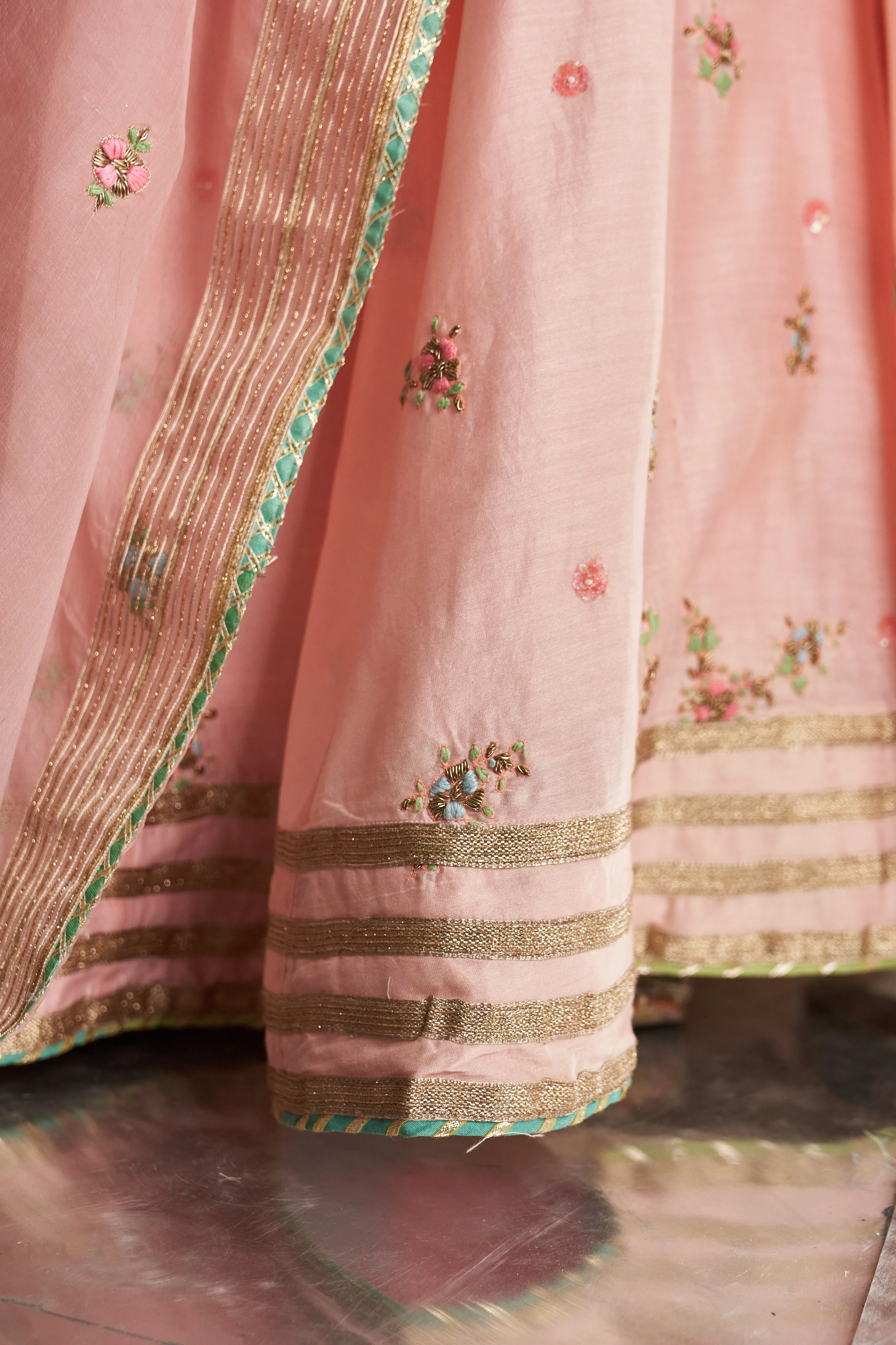 Light Pink Embroidered Lehenga