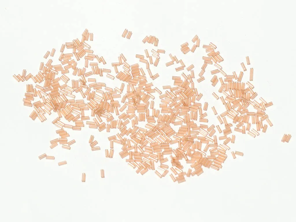 Light Pink Transparent Pipe / Bugle Glass Seed Bead