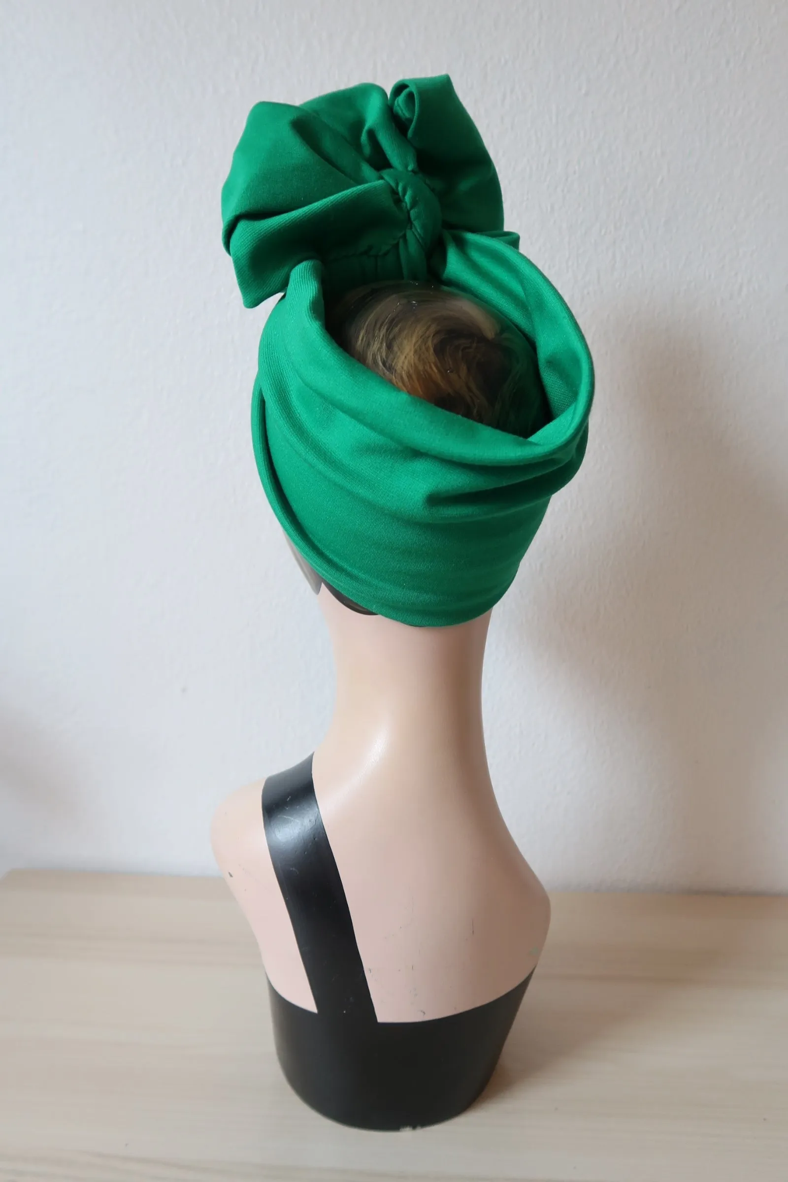 Made To Order: SCRUNCHIE KNOT Vintage Style Pre-tied Headband in 8 colours: red, black, leopard, olive green, mustard, rust, grey & navy
