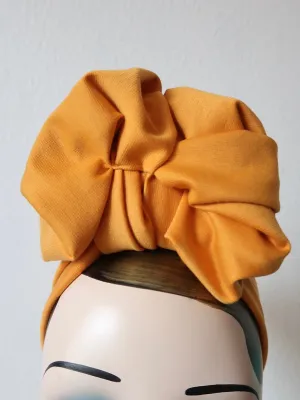 Made To Order: SCRUNCHIE KNOT Vintage Style Pre-tied Headband in 8 colours: red, black, leopard, olive green, mustard, rust, grey & navy