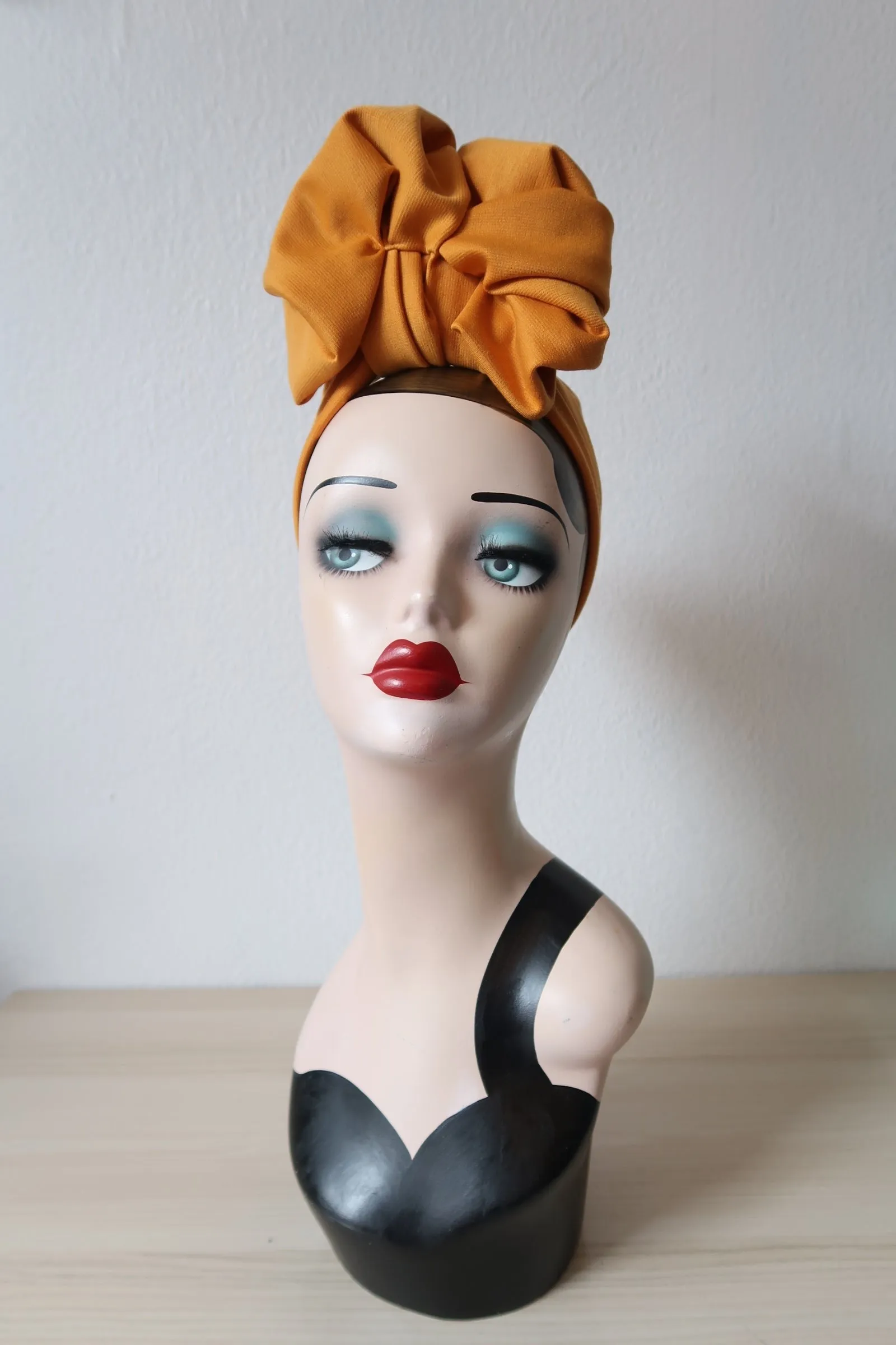 Made To Order: SCRUNCHIE KNOT Vintage Style Pre-tied Headband in 8 colours: red, black, leopard, olive green, mustard, rust, grey & navy