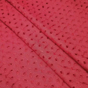 Maroon Floral Embroidered Cotton Hakoba Fabric (Wholesale)