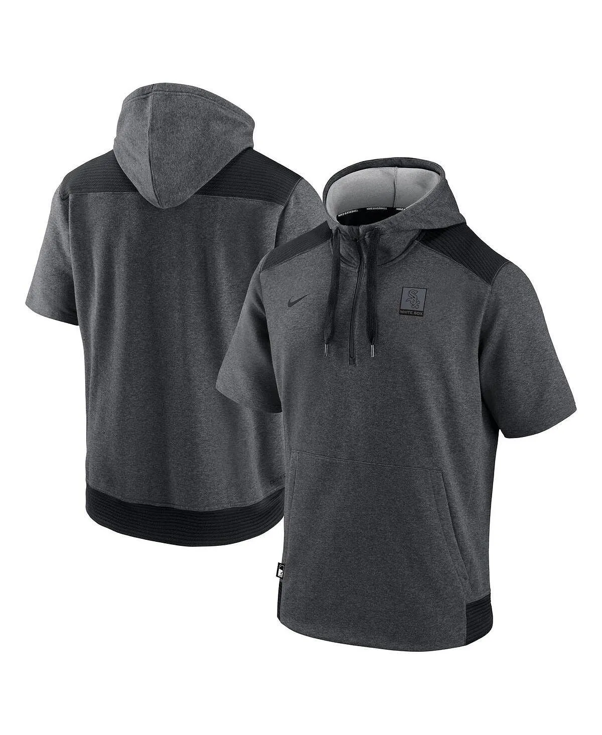 Men's hoodie with short sleeves, dark gray, with quarter zip Chicago White Sox Authentic Collection Dry Flux Performance Nike