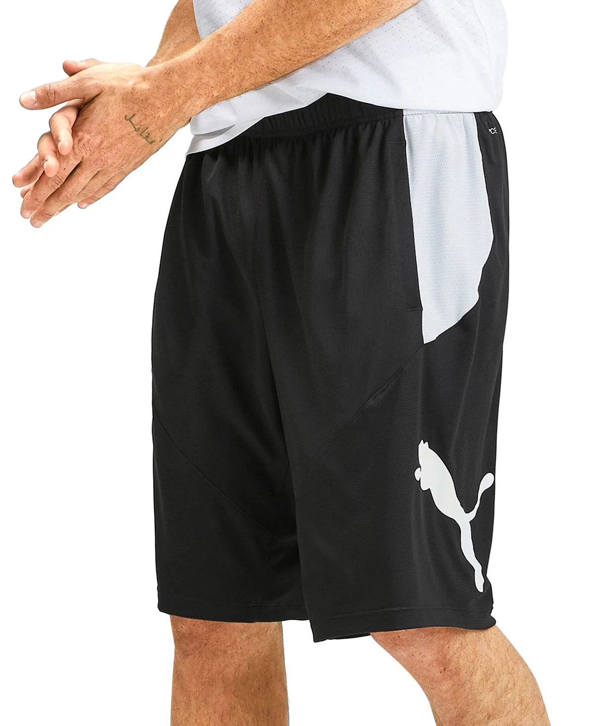 Men's Puma Training Cat shorts, black and white
