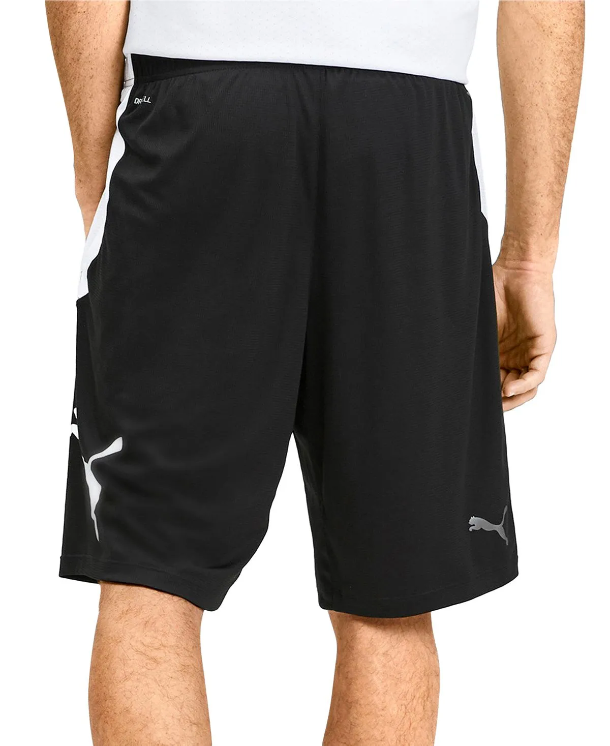 Men's Puma Training Cat shorts, black and white