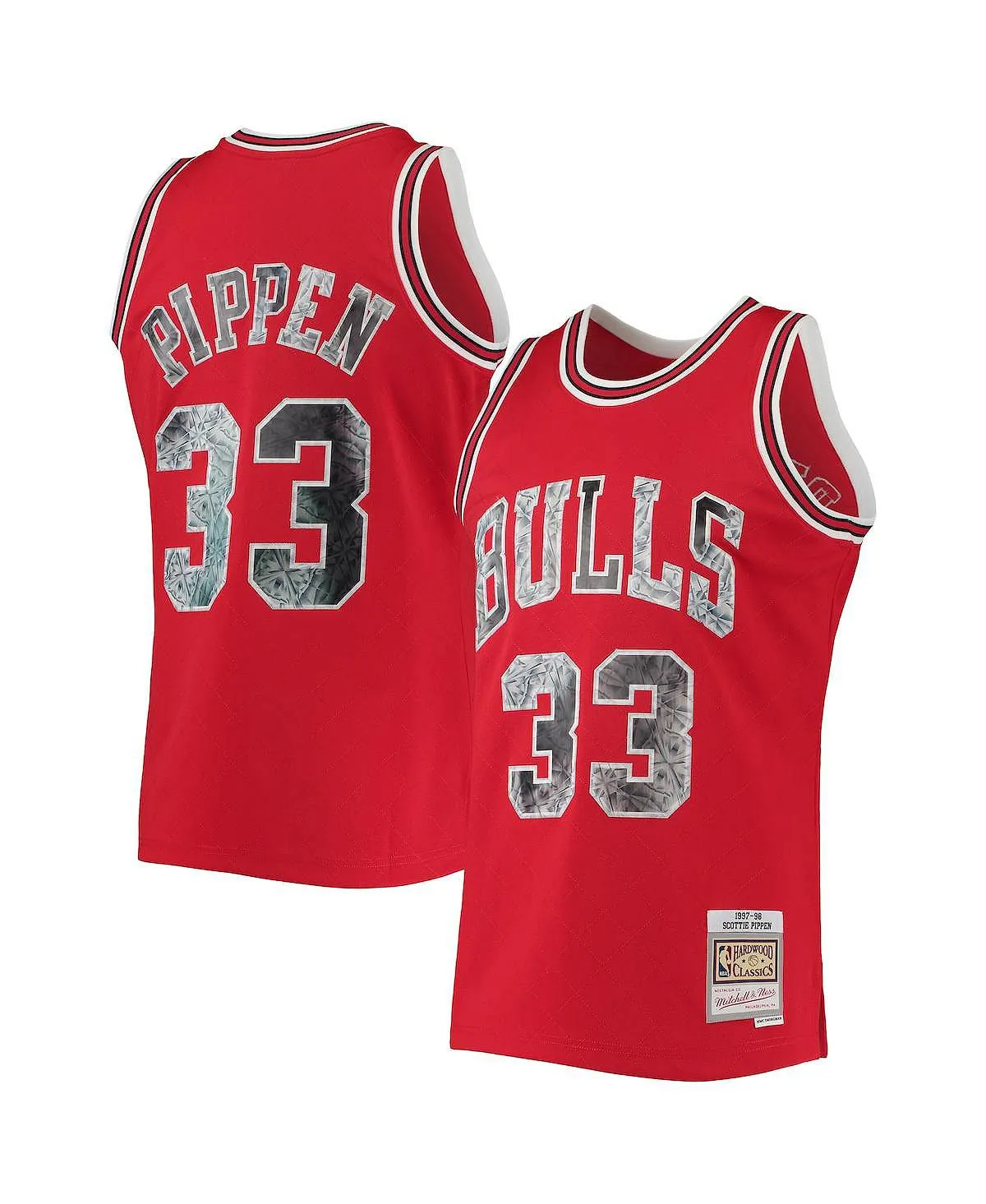 Men's t-shirt scottie pippen red chicago bulls 1997-98 hardwood classics 75th anniversary diamond swingman jersey Mitchell & Ness red