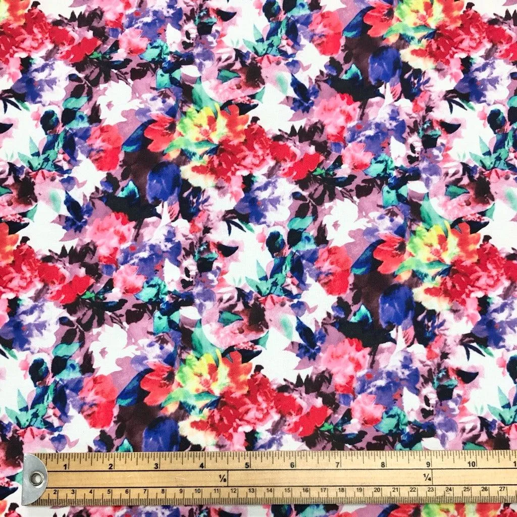 Multicoloured Abstract Floral Cotton-Touch Polyester Fabric