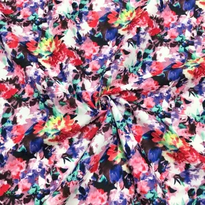 Multicoloured Abstract Floral Cotton-Touch Polyester Fabric