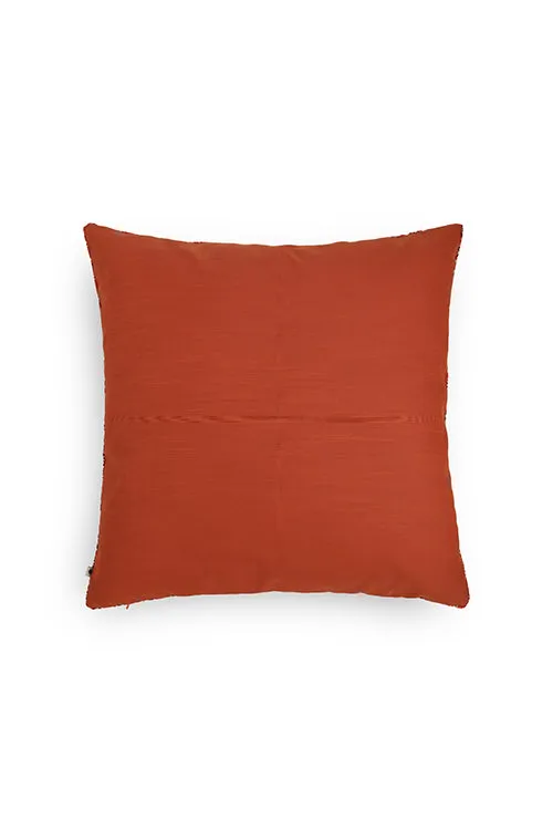 Nagari Hand Embroidered Cushion-Rust