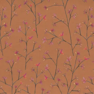 Ophelia Printed Cotton Fabric (By The Metre) Coral