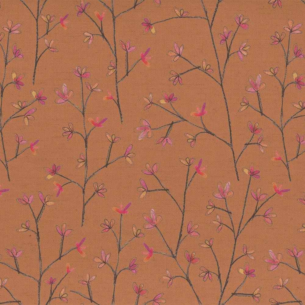 Ophelia Printed Cotton Fabric (By The Metre) Coral