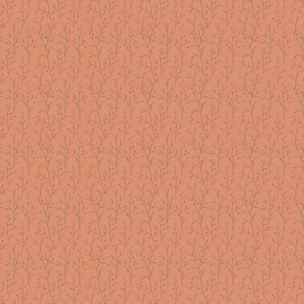 Ophelia Printed Cotton Fabric (By The Metre) Coral