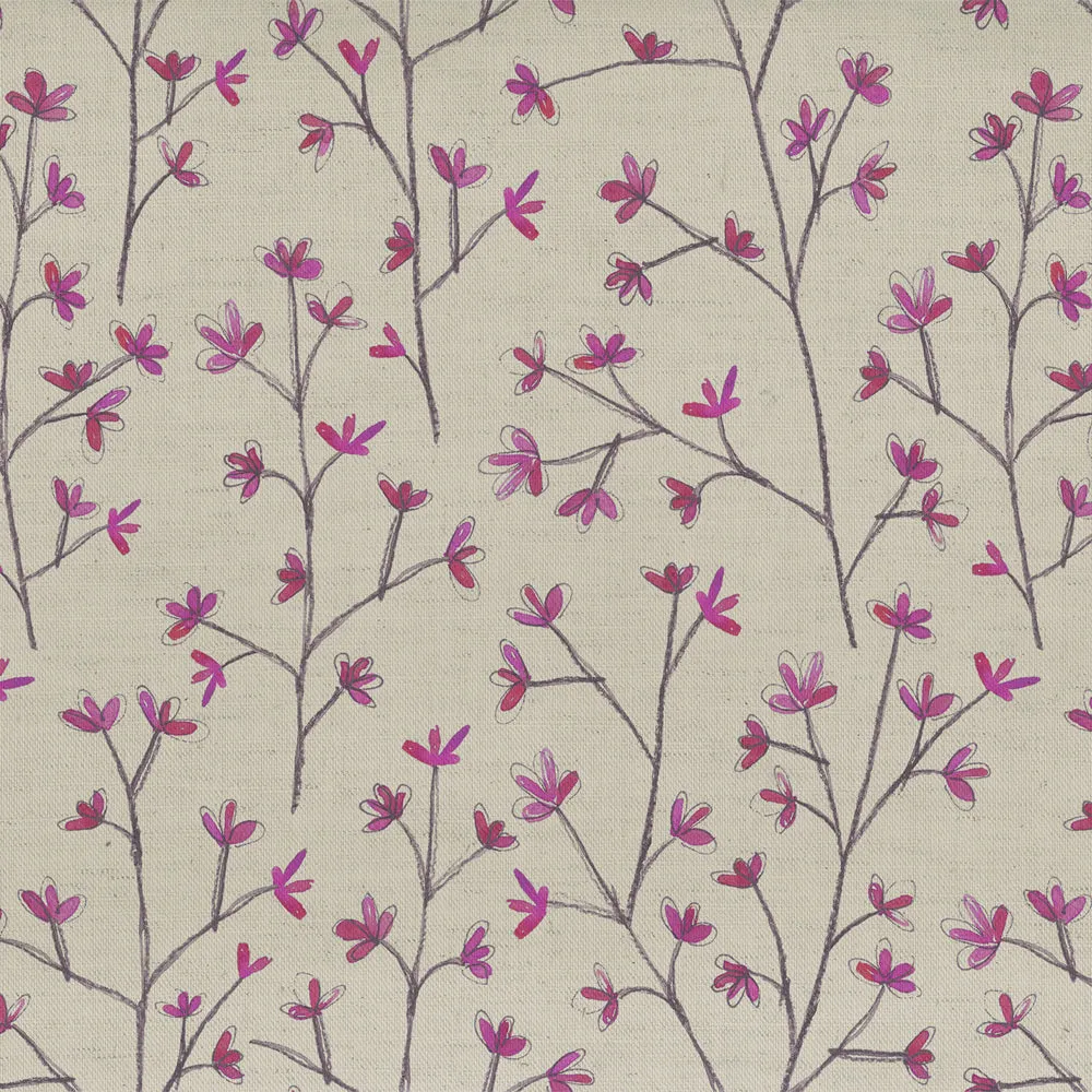 Ophelia Printed Cotton Fabric (By The Metre) Fuchsia