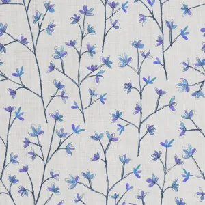Ophelia Printed Linen Fabric (By The Metre) Bluebell