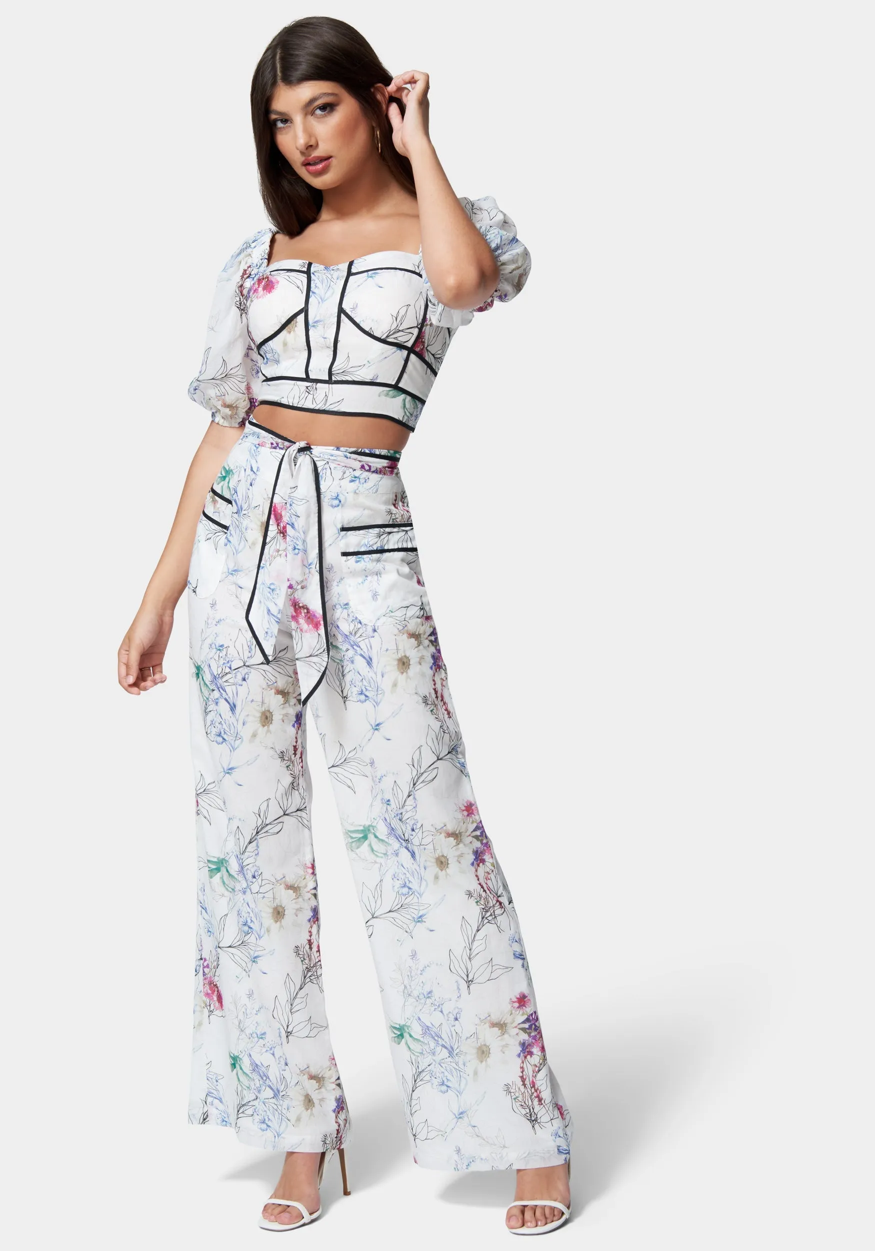 Printed Bustier With Contrast Taping