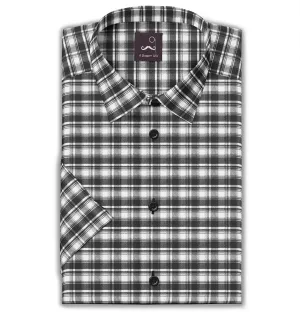 Pure Cotton - Short Sleeve - Black & White Checks Style 6