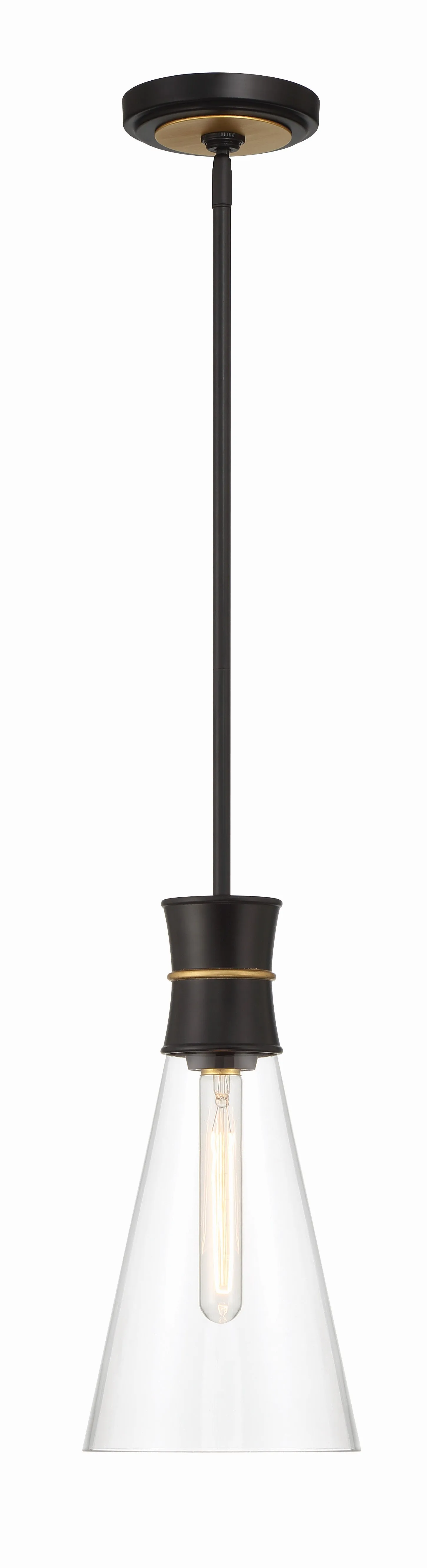 Quinn 1 Light Matte Black   Textured Gold Mini Pendant