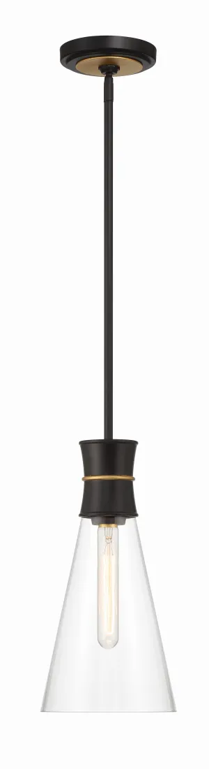 Quinn 1 Light Matte Black   Textured Gold Mini Pendant