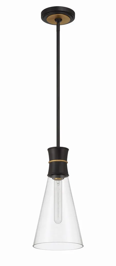 Quinn 1 Light Matte Black   Textured Gold Mini Pendant
