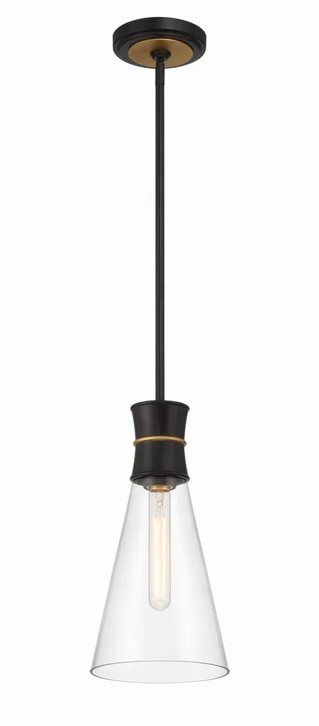 Quinn 1 Light Matte Black   Textured Gold Mini Pendant