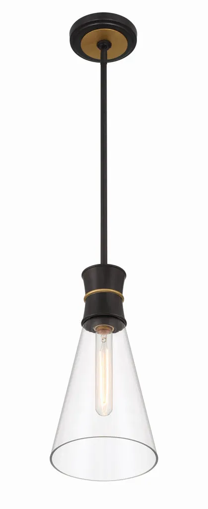 Quinn 1 Light Matte Black   Textured Gold Mini Pendant