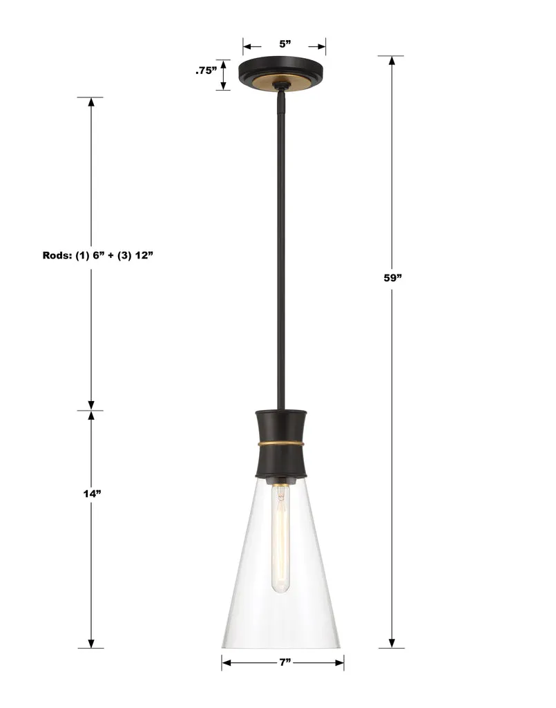 Quinn 1 Light Matte Black   Textured Gold Mini Pendant