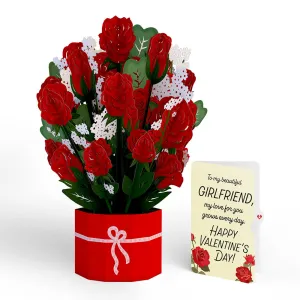 Red Rose Valentine Grand Bouquet and Sentiment Set for Girlfriend