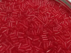 Red Transparent Pipe / Bugle Glass Seed Beads