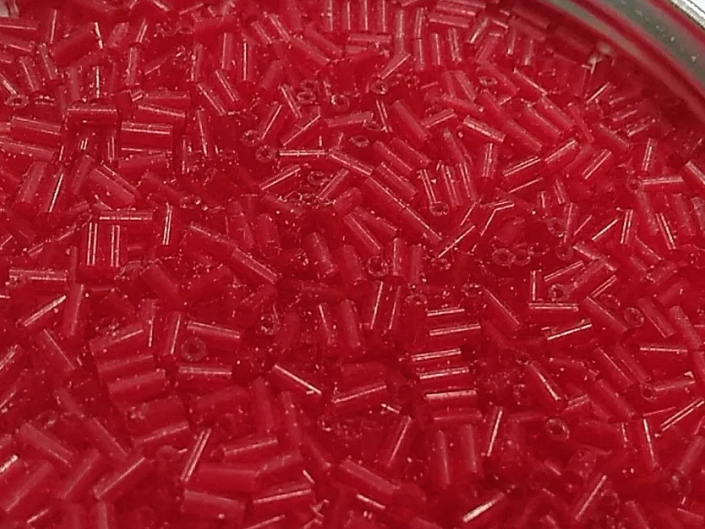 Red Transparent Pipe / Bugle Glass Seed Beads