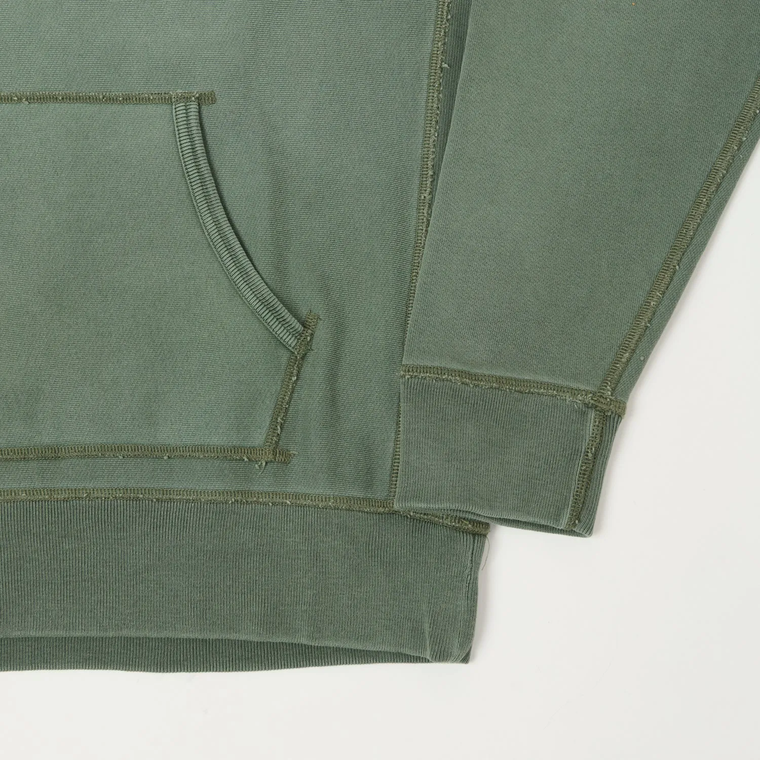 RRL Garment-Dyed Fleece Hoodie - Faded Green