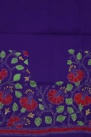 Shop Now: Purple Embroidered Kantha Cotton Blouse Fabric (1 Mtr)