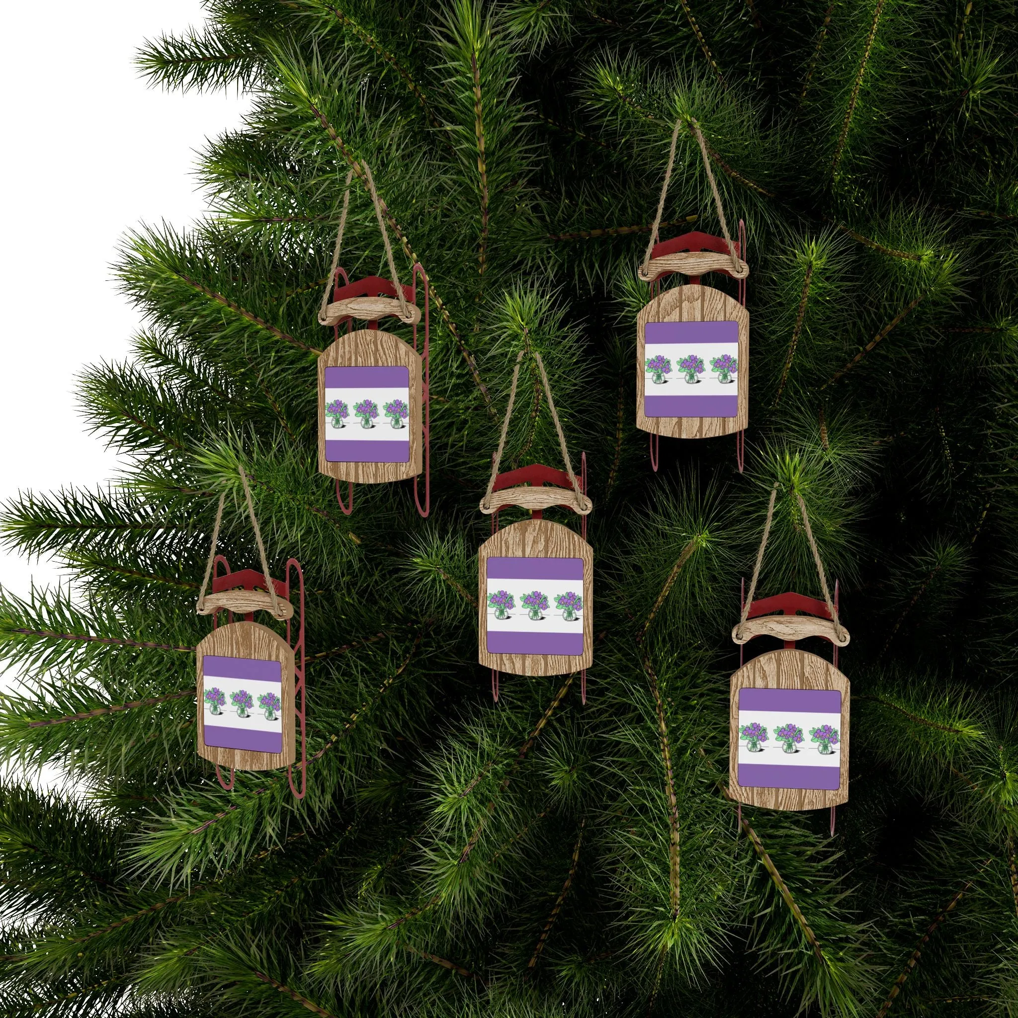 Violets Sled Ornament - Perfect Holiday Décor