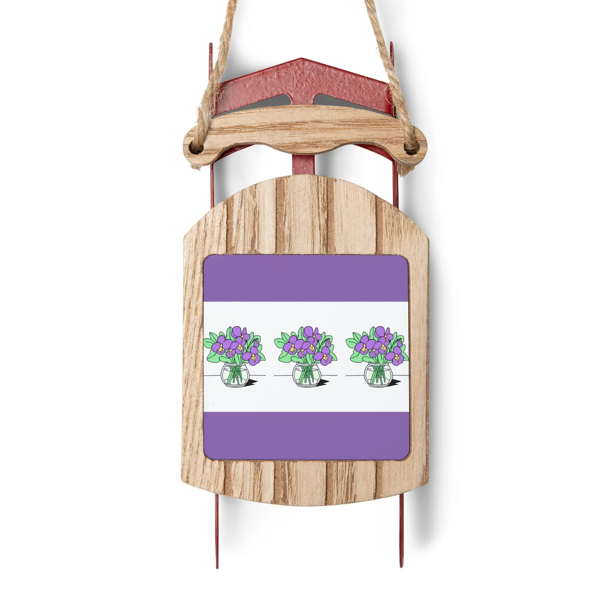 Violets Sled Ornament - Perfect Holiday Décor