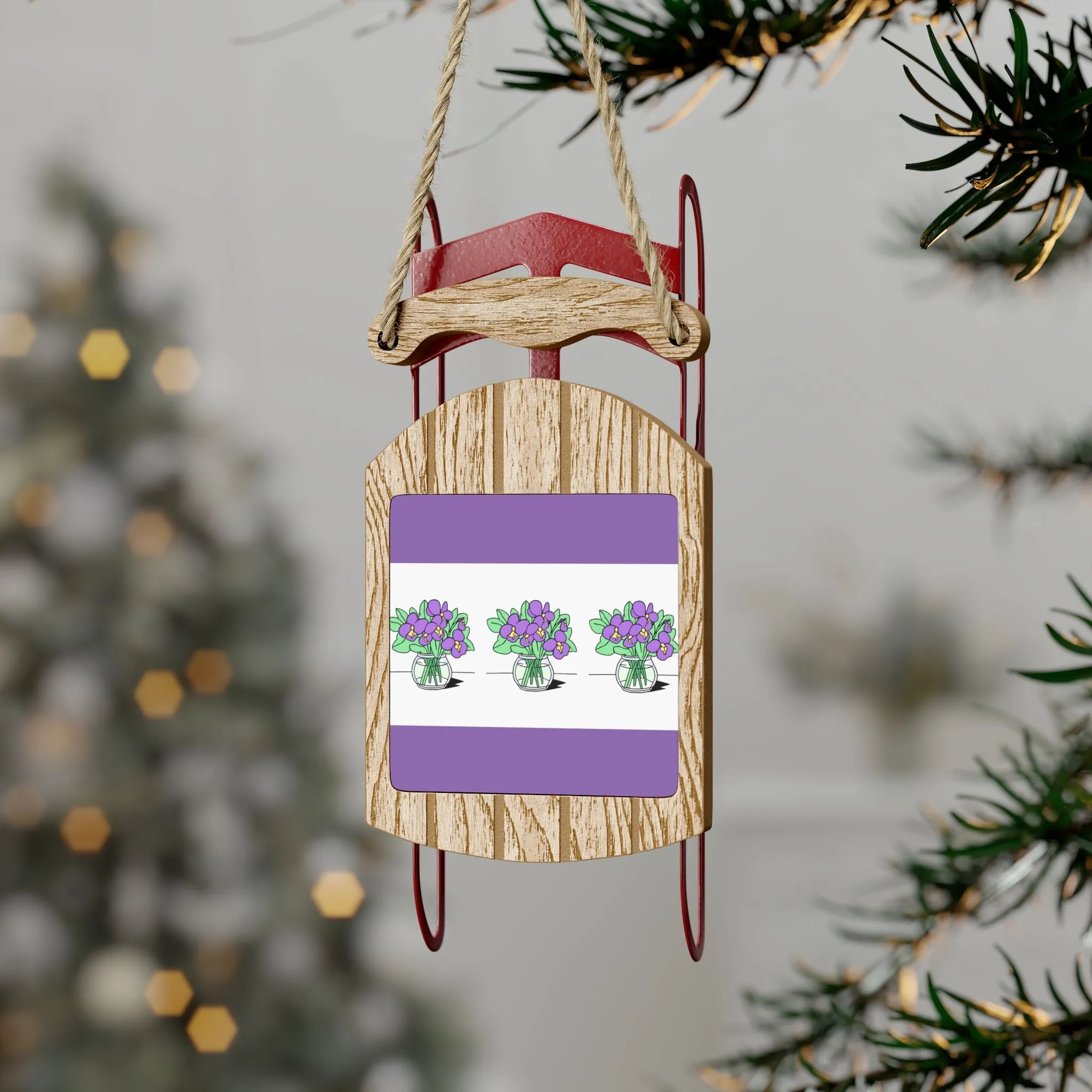 Violets Sled Ornament - Perfect Holiday Décor