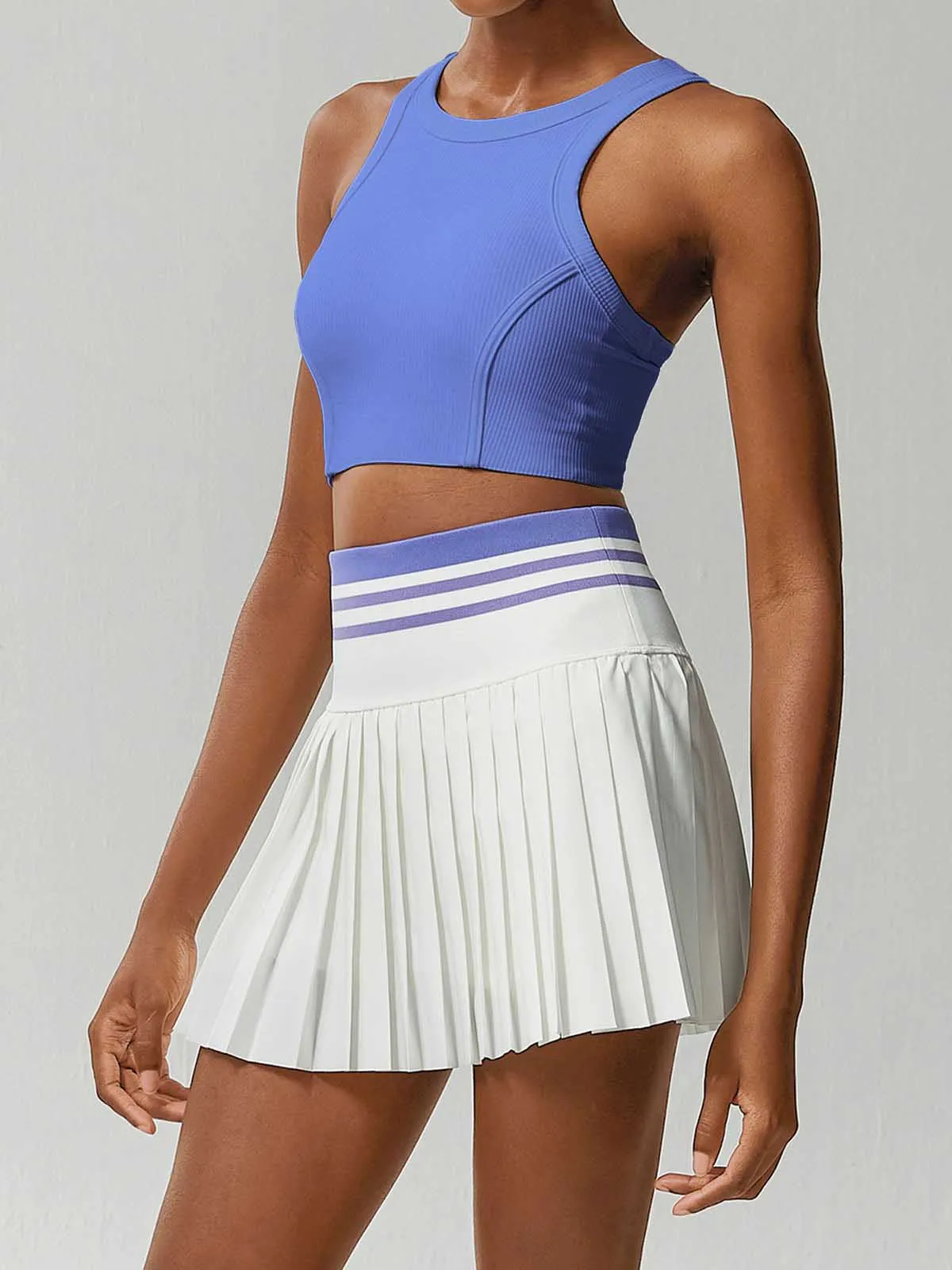White Pleated Pockets Sports Skirt