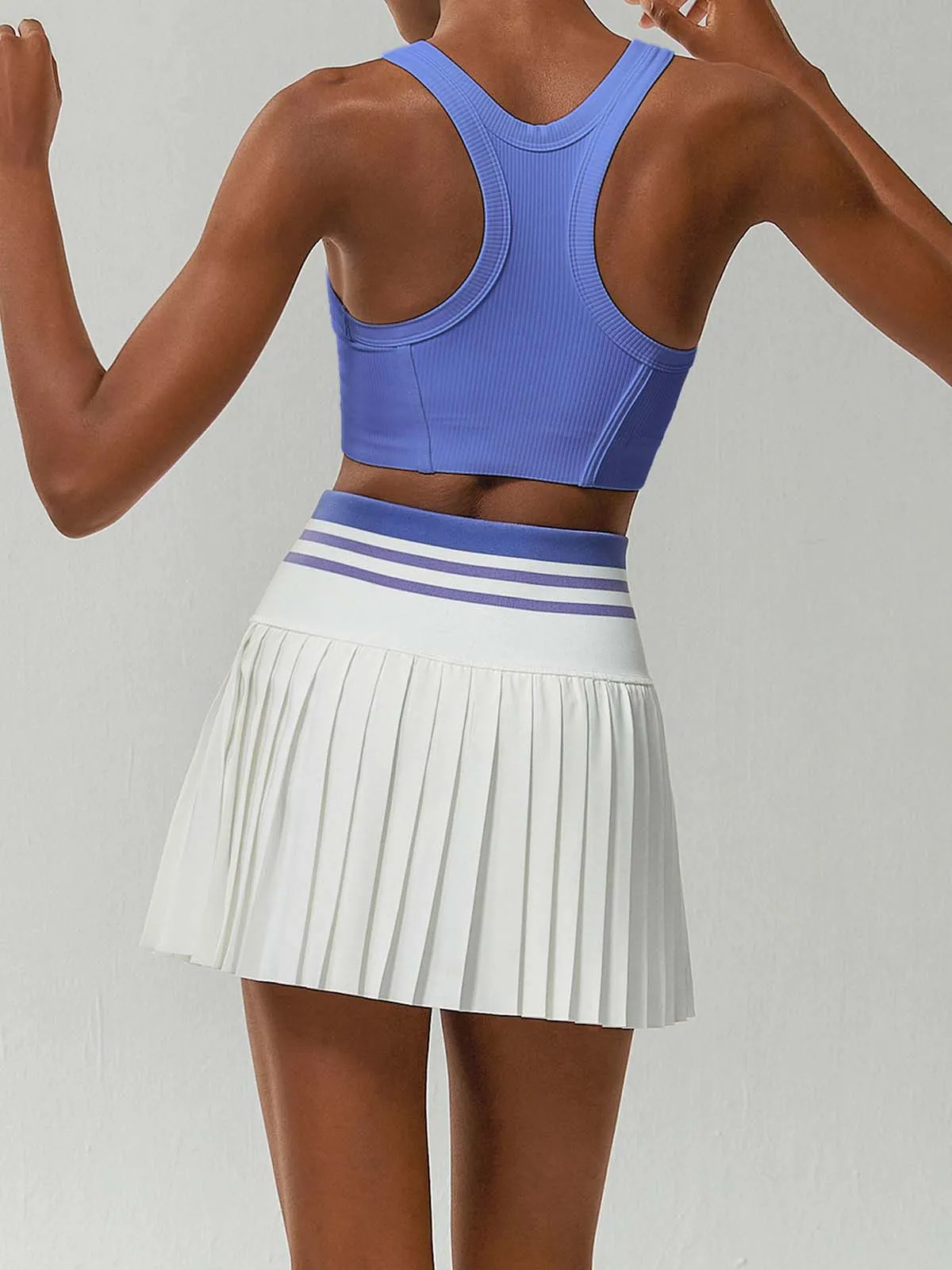 White Pleated Pockets Sports Skirt