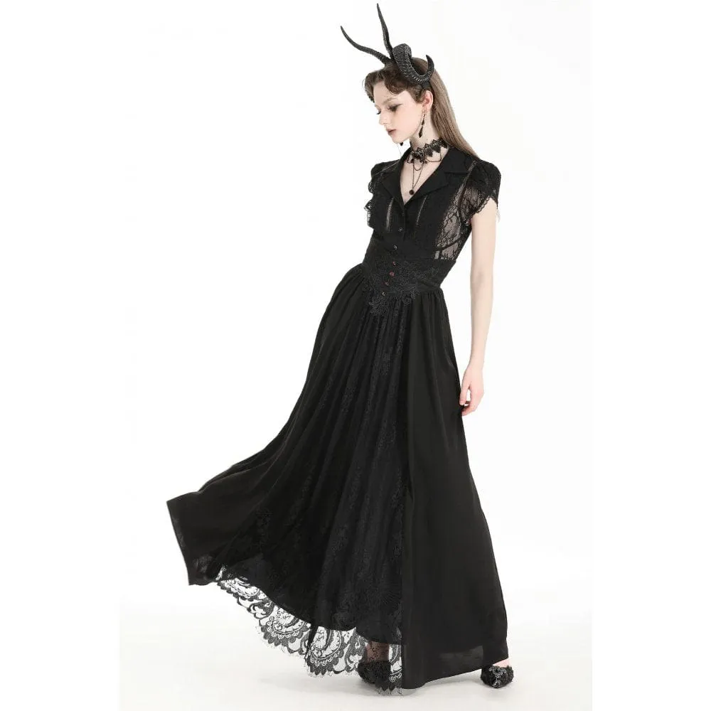 Women's Gothic Heart Embroidered High-waisted Skirt
