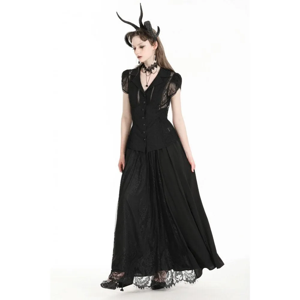 Women's Gothic Heart Embroidered High-waisted Skirt