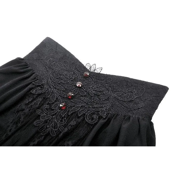 Women's Gothic Heart Embroidered High-waisted Skirt