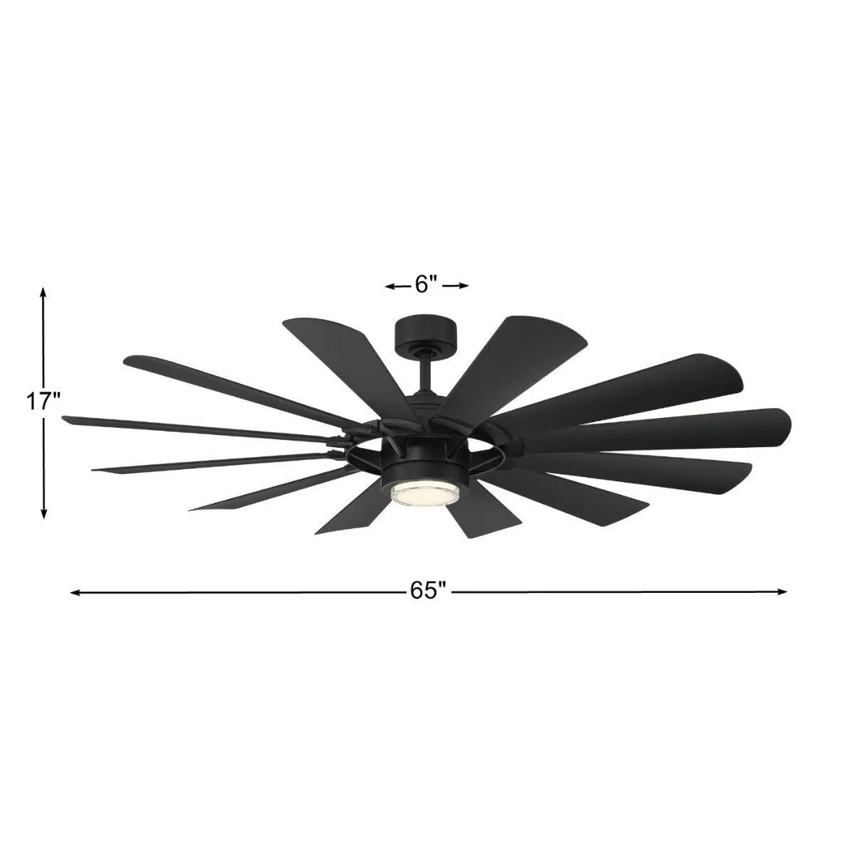 Wyndmill 65 Inch 3000K LED Smart Ceiling Fan, Matte Black